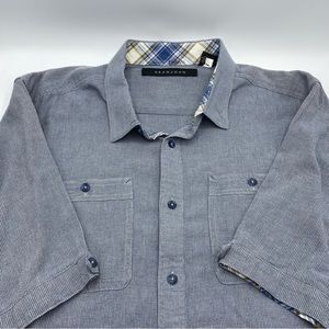 Sean John Button Up Shirt Size XXXL 3XL Mens Denim Blue Pockets Cotton.
